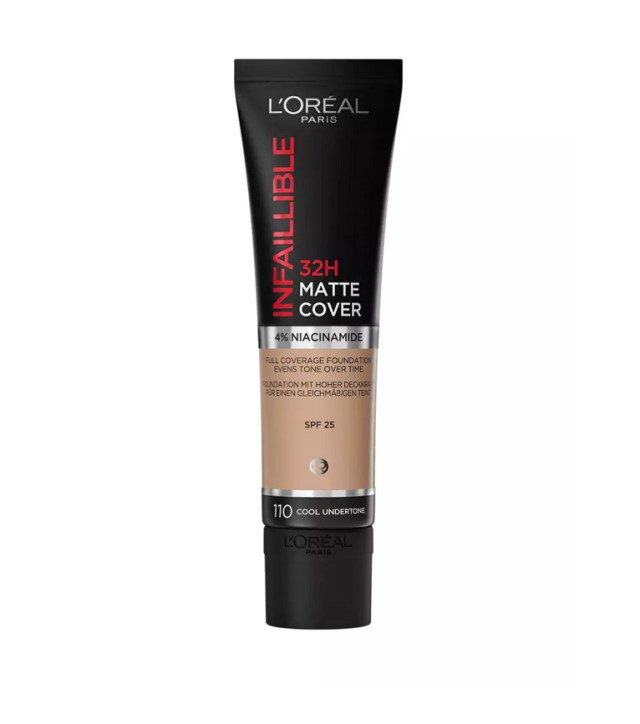 L'Oreal Paris Infaillible 32h Matte Cover Liquid Foundation 110 Cool Undertone 30ml