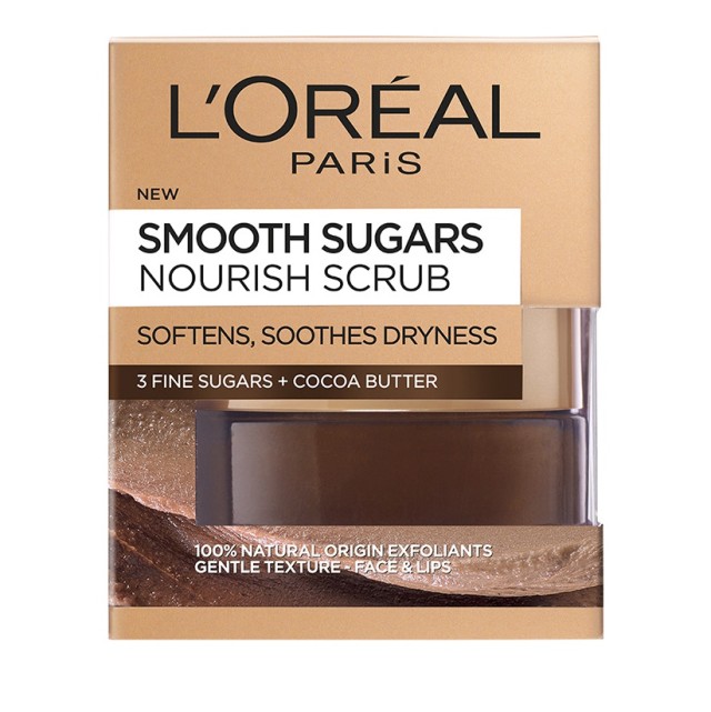 L'Oreal Paris Smooth Sugars Nourish Cocoa Face And Lip Scrub 50ml