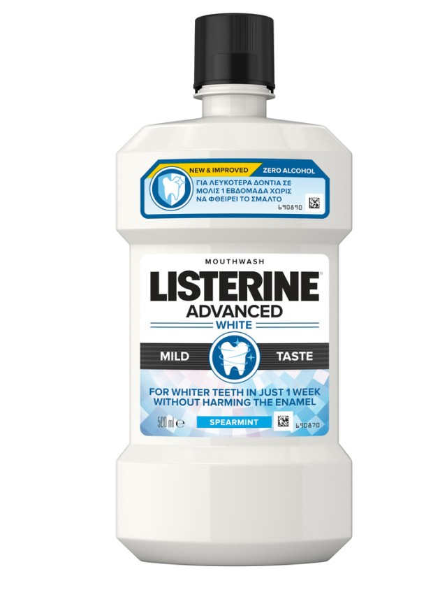 Listerine Mouthwash Advanced White Mild Taste Mouthwash 500ml