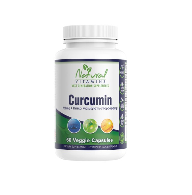 Natural Vitamins Curcumin 750mg with Bioperine 60 Κάψουλες