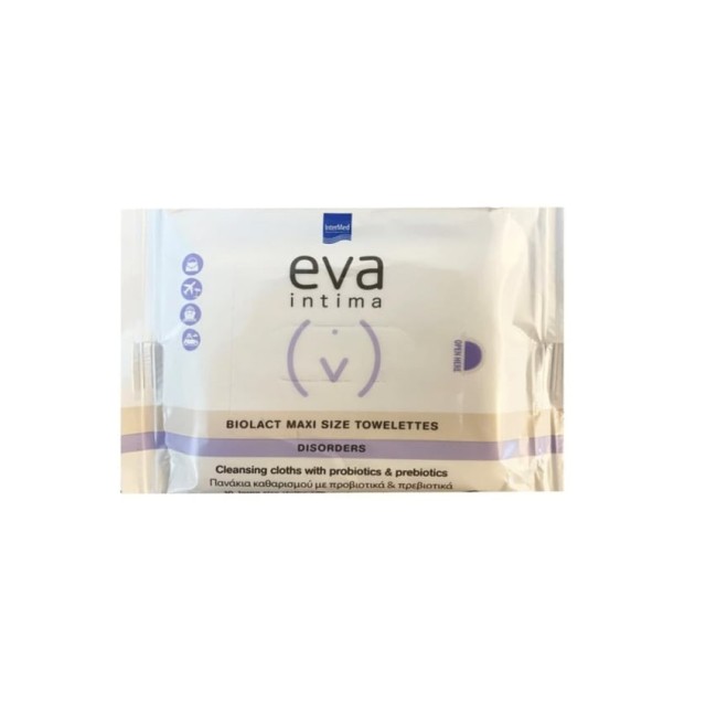 Intermed Eva Intima Biolact Maxi Size Towelettes Πανάκια Καθαρισμού της Ευαίσθητης Περιοχής 10τμχ