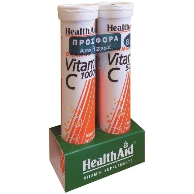 HEALTH AID Vitamin C 1000mg Πορτοκάλι & 500mg Πορτοκάλι - 20 + 20 Tabs