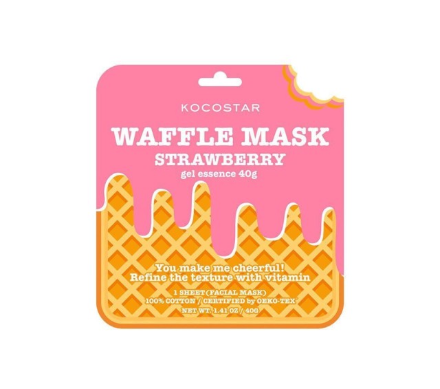 Kocostar Waffle Mask Strawberry Εμποτισμένη Μάσκα Καθαρισμού και Λάμψης για Λιπαρές Επιδερμίδες 40gr