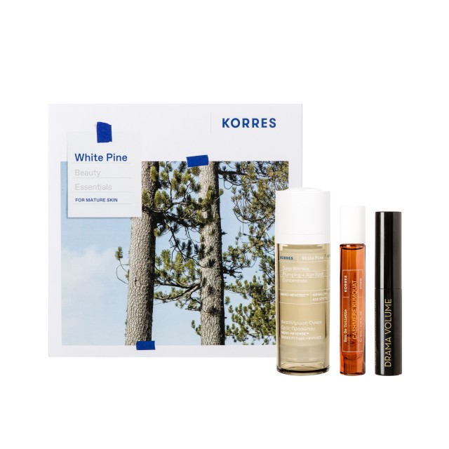 Korres Set White Pine Beauty Essentials White Pine Ορός Προσώπου για Ώριμες Επιδερμίδες 30ml & Volcanic Minerals Μάσκαρα 4ml & Cashmere Kumquat Άρωμα EDT 10ml