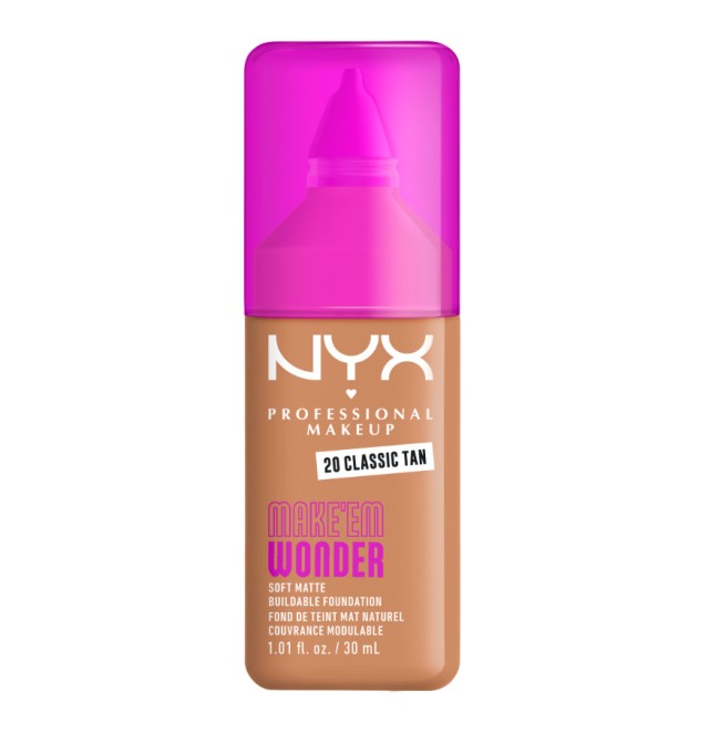 Nyx Professional Makeup Make'em Wonder Soft Matte Buildable Foundation 30ml - 20 Classic Tan