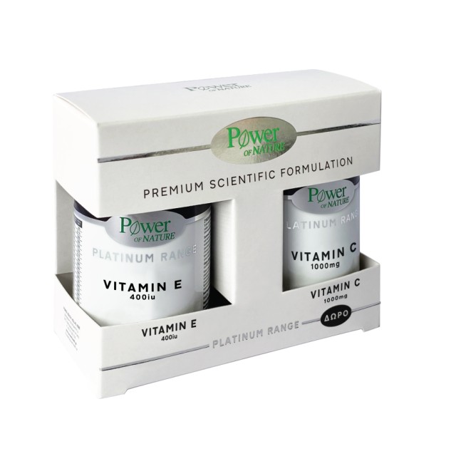 Power Health Set Platinum Range Vitamin E 400iu 30tabs + Δώρο Platinum Range Vitamin C 1000mg 20tabs