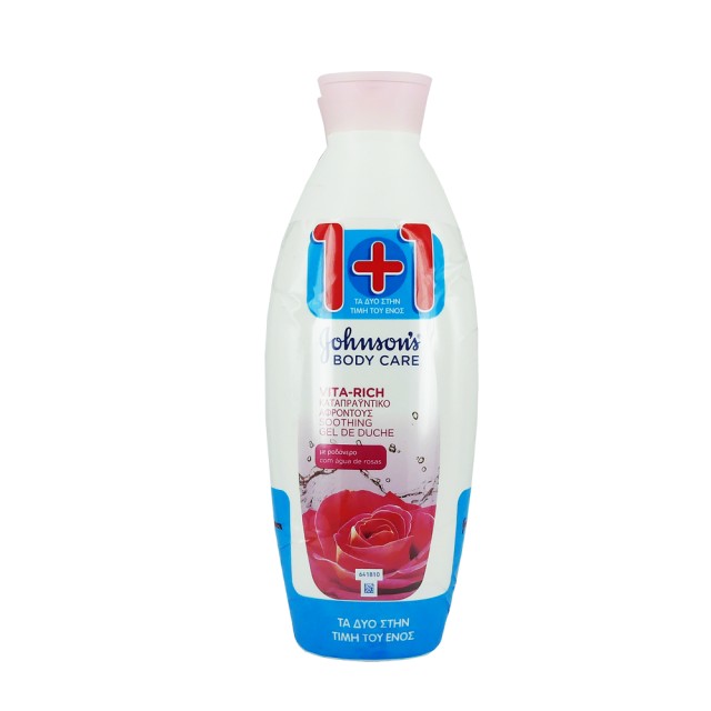 JOHNSON'S BODY CARE VITA-RICH ΚΑΤΑΠΡΑΫΝΤΙΚΟ ΑΦΡΟΛΟΥΤΡΟ ΜΕ ΡΟΔΟΝΕΡΟ 750ML 1+1 ΔΩΡΟ
