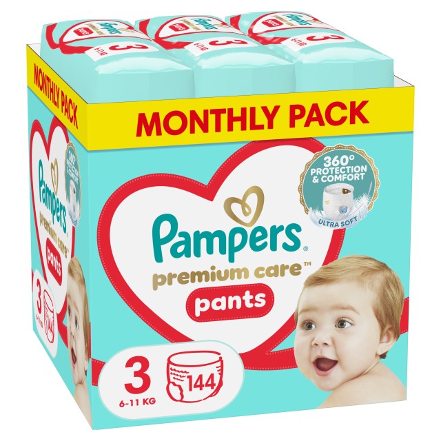 Pampers Premium Care Pants Μέγεθος 3 (6-11Kg) 144 Πάνες-Βρακάκι