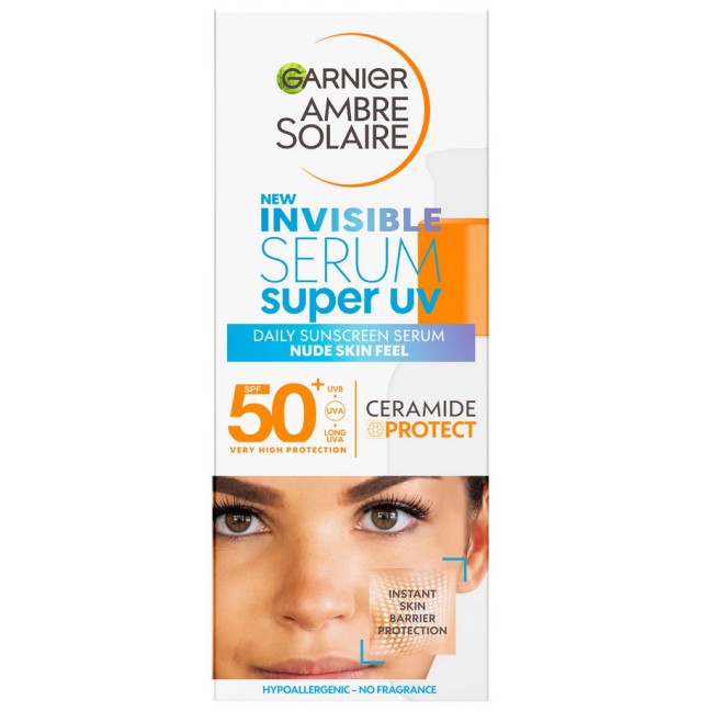 Garnier Ambre Solaire Invisible Serum SPF50+ Super UV Daily Face Sunscreen 30ml