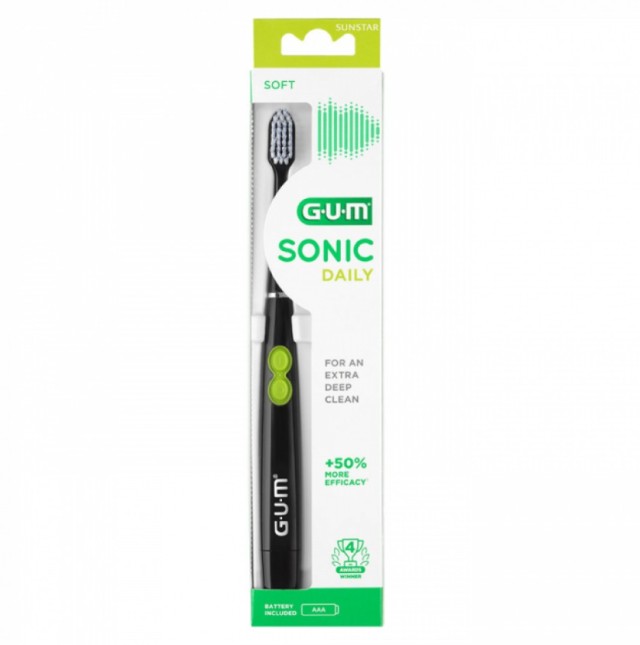 Gum Sonic Daily Soft 4100 Ηλεκτρική Οδοντόβουρτσα Μπαταρίας Μαύρη 1τμχ