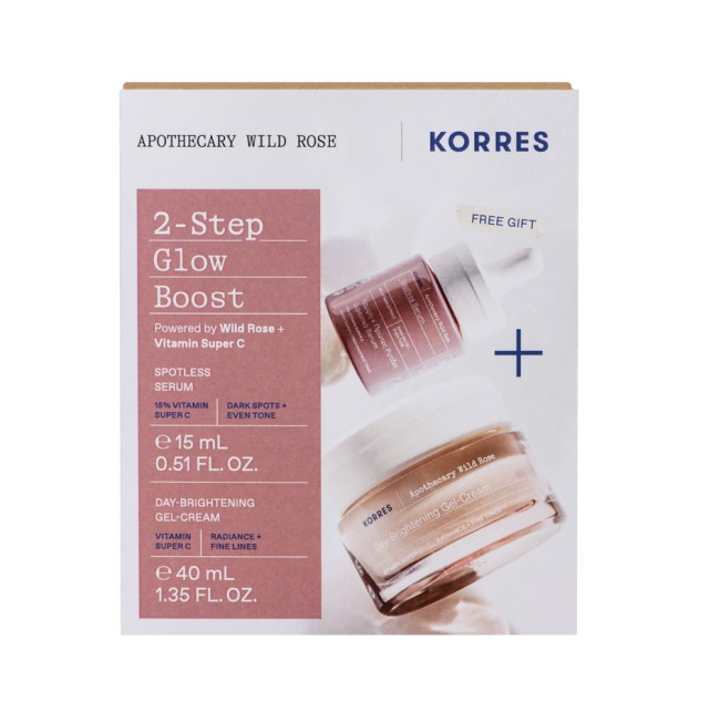 Korres Set Apothecary Wild Rose 2-Step Glow Boost Κρέμα-Gel Προσώπου Ημέρας 40ml & Δώρο Διφασικός Ορός Προσώπου για Λάμψη 15ml