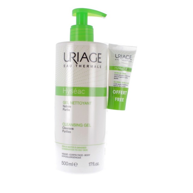 Uriage Set Hyseac Cleansing Gel 500ml & ΔΩΡΟ Hyseac 3-Regul Global Skin Care 15ml