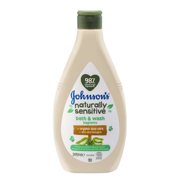 Johnson's Naturally Sensitive Bath & Wash With Organic Aloe Vera 395ml