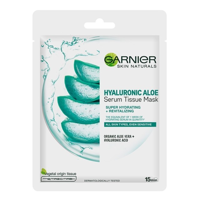 Garnier Hyaluronic Aloe Serum Tissue Mask Υφασμάτινη Μάσκα Ενυδάτωσης Προσώπου 28gr