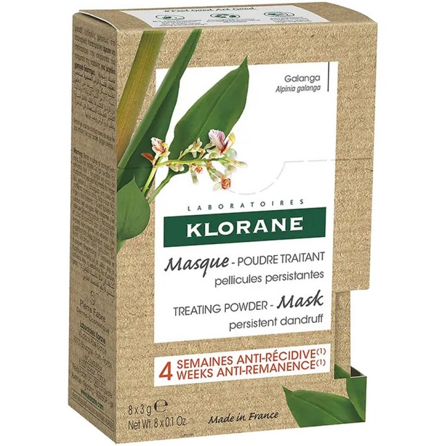 Klorane Shampoo Mask Galanga Θεραπευτική Μάσκα Πούδρα Κατά Της Επίμονης Πιτυρίδας 2in1 8x3gr