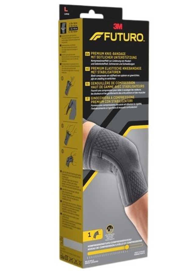 Futuro Premium Compression Knee Sleeve Επιγονατίδα Συμπίεσης με Σταθεροποιητές Large 49002 1 Τεμάχιο