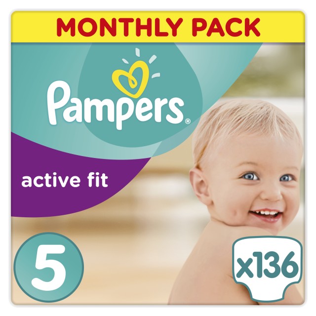 PAMPERS Active Fit  Monthly Pack Junior 136 τεμ Νο 5 (11-25kg)