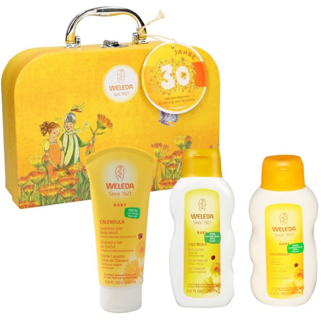 Weleda PROMO Case with Calendula Shampoo & Shower Gel 200ml, Calendula Cream for Diaper Change 75ml, Calendula Treatment Oil 200ml