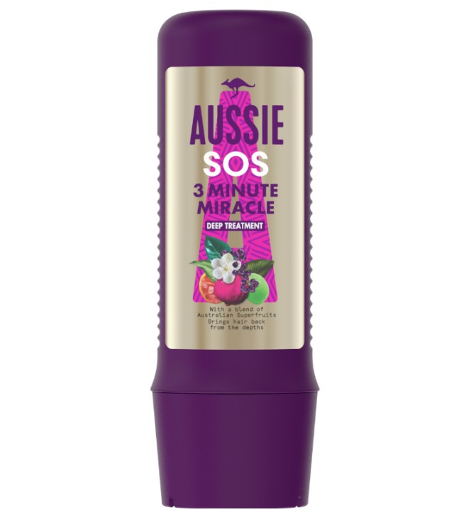 Aussie SOS 3 Minute Miracle θεραπεία Εντατικής Περιποίησης & Αναδόμησης Μαλλιών 225ml