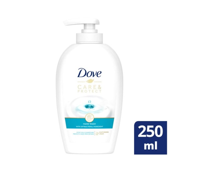 Dove Care & Protect Hand Wash Ενυδατικό Υγρό Σαπούνι Χεριών με Αντιβακτηριακό Συστατικό Με Αντλία 250ml