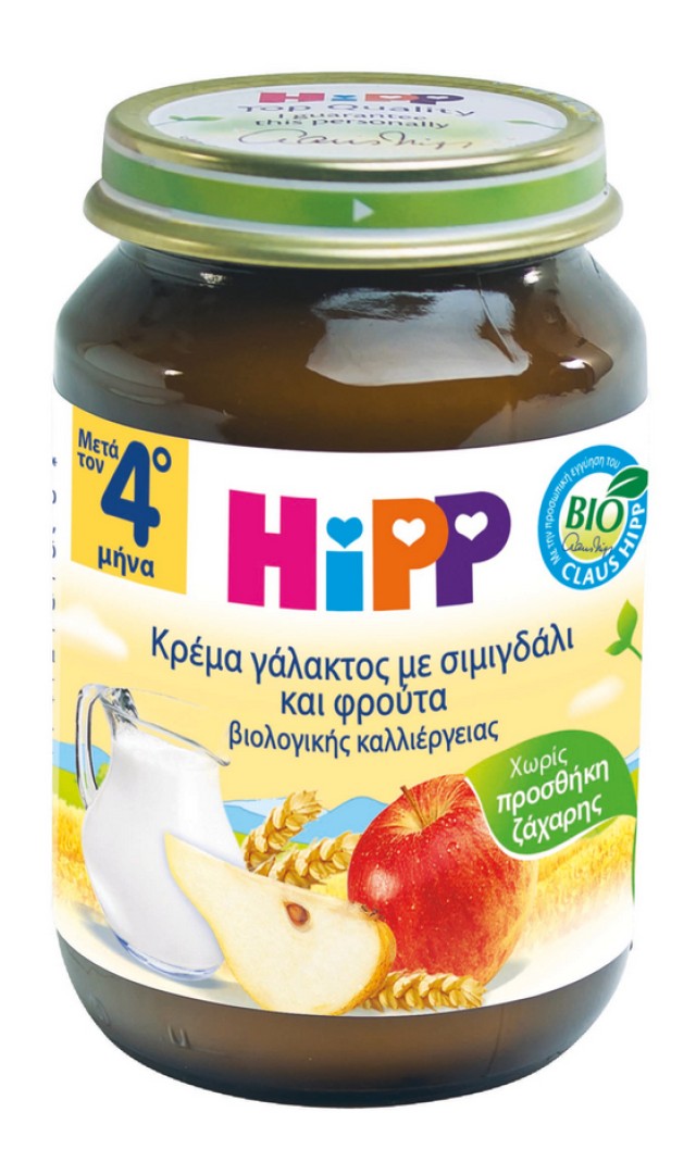 Hipp Κρέμα Γάλακτος με Σιμιγδάλι & Φρούτα απο τον 4ο Μήνα 190g