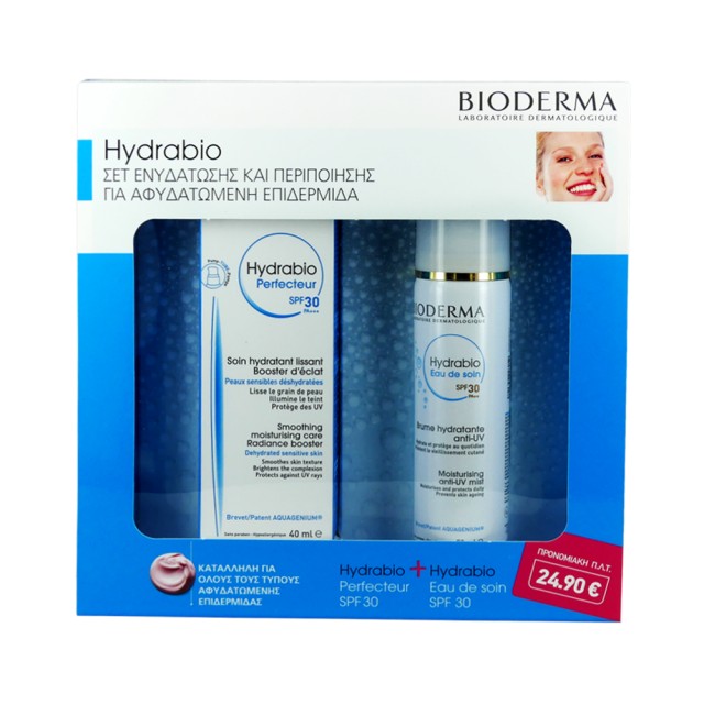 Bioderma Set Hydrabio Perfecteur SPF30 Soin Hydratant Lissant 40ml + Hydrabio Eau de Soin SPF30 Brume Hydratante Anti-UV 50ml