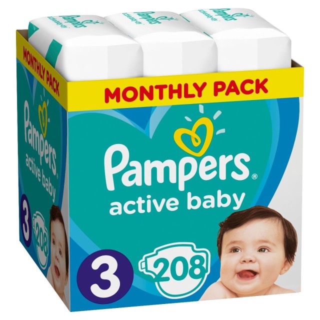 Pampers Active Baby No.3 (6-10Kg) 208τμχ