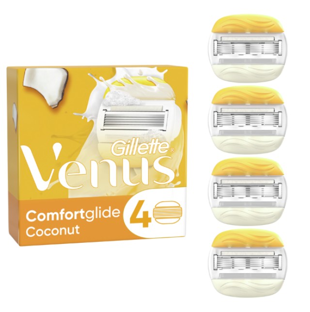 Gillette Venus ComfortGlide Coconut Olay Plus Γυναικείες Ανταλλακτικές Κεφαλές Ξυρίσματος 4τμχ