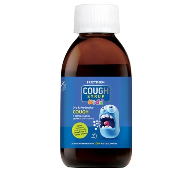 Frezyderm Cough Syrup Kids Σιρόπι για τον Ξηρό και Παραγωγικό Βήχα με Γεύση Φράουλα και Μέλι 1+  182g