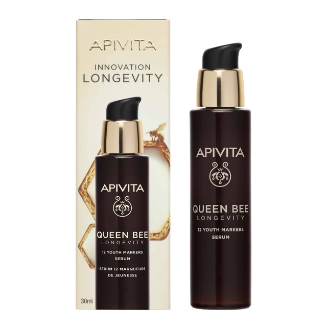 Apivita Queen Bee Longevity Serum Ορός Για Δράση Σε 12 Δείκτες Νεότητας 30ml