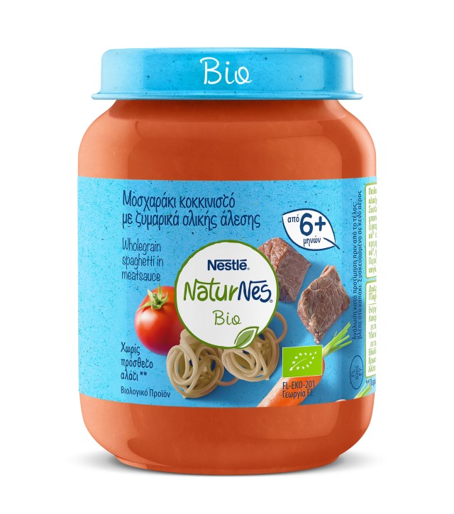 Nestle NaturNes Bio Βιολογική Παιδική Τροφή Μοσχαράκι κοκκινιστό με ζυμαρικά ολικής άλεσης από 6 Μηνών 190gr