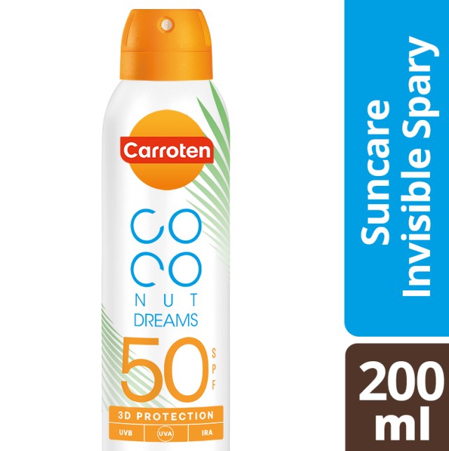Carroten Coconut Dreams Suncare Invisible Spray 3D Protection SPF50 Αντηλιακό Σώματος Διάφανο σε Spray 200ml