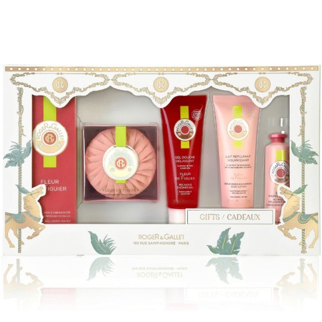 Roger & Gallet Set Fleur de Figuier 1 Eau Parfumee Bienfaisante 100ml + Savon Parfum 100gr + Gel Douche Delassant 50ml + Baume Mains & Ongles 30ml + Lait Repulpant Nourrissant 50ml