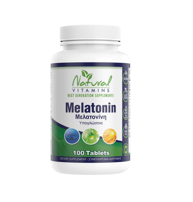 Natural Vitamins Melatonin 1mg 100 Υπογλώσσιες Ταμπλέτες