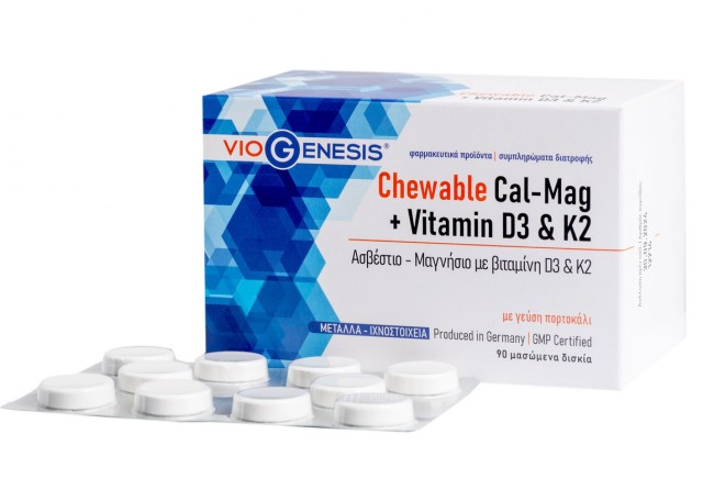 Viogenesis Chewable Cal-Mag & Vitamin D3 & K2 90 μασώμενες ταμπλέτες