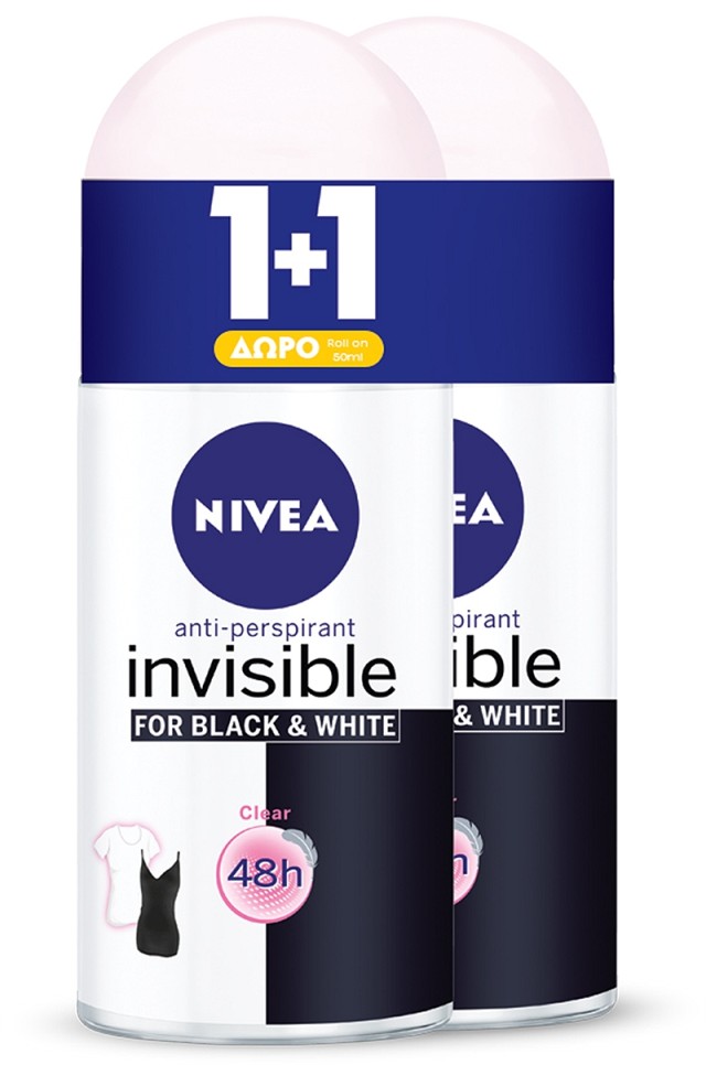 NIVEA Αποσμητικό Roll On Invisifle Clear 50ml 1+1 ΔΩΡΟ