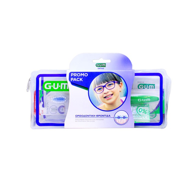 Gum Ortho Care Kit με Ορθοδοντική Οδοντόβουρτσα (124) 1τεμ + Προτεμαχισμένο Κερί Ortho (723) 1τεμ + AftaClear Gel (2400) 2x2ml + Νήμα Ortho 3 σε 1 (3220) 5τεμ