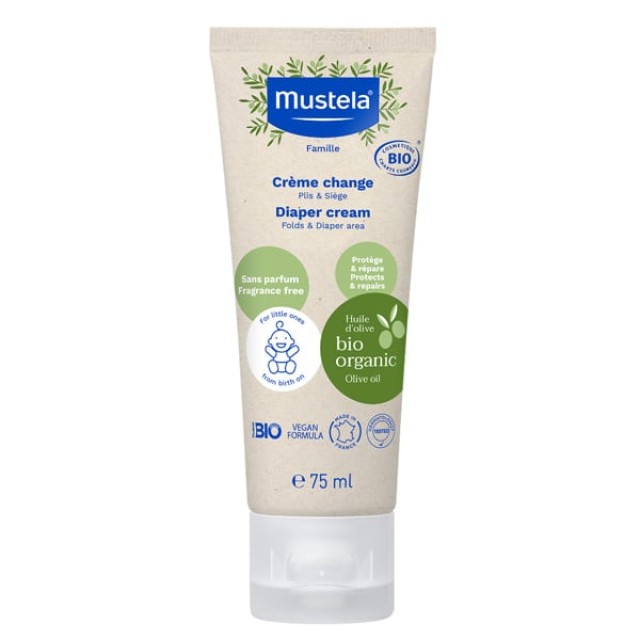 Mustela Organic Βιολογικά Πιστοποιημένη Κρέμα Αλλαγής Πάνας με Βιολογικό Ελαιόλαδο 75ml