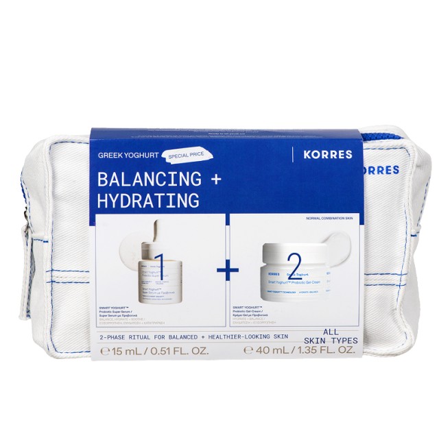 Korres Set με Smart Yoghurt Super Serum με Προβιοτικά 15ml Κρέμα-Gel Προσώπου με Προβιοτικά 40ml & Δώρο Νεσεσέρ
