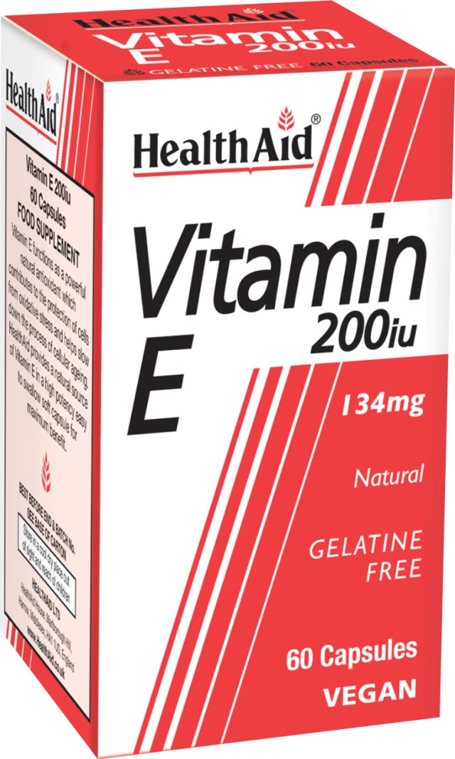 HEALTH AID VITAMIN E 200IU NATURAL VEGETARIAN CAPSULES 60'S