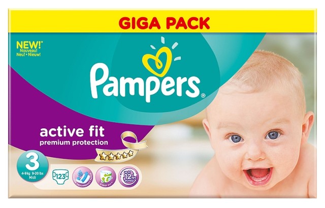 PAMPERS GIGA PACK ACTIVE FIT Midi No3 (4-9kg) 123τμχ