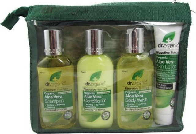 Dr.Organic Set Aloe Vera Shampoo 75ml + Aloe Vera Conditioner 75ml + Aloe Vera Body Wash 75ml & Aloe Vera Skin Lotion 30ml