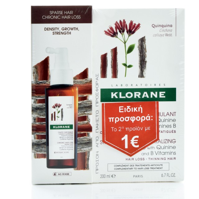 Klorane Chronic Hair Loss Quinine 100ml + Klorane Shampoo Quinine 200ml Ειδική Προσφορά το 2ο Προιόν με 1€