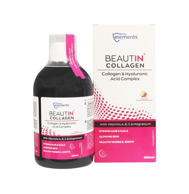 My Elements Beautin Collagen & Hyaluronic With Vitamins A,B,C & Magnesium με γεύση Mάνγκο-Πεπόνι 500ml