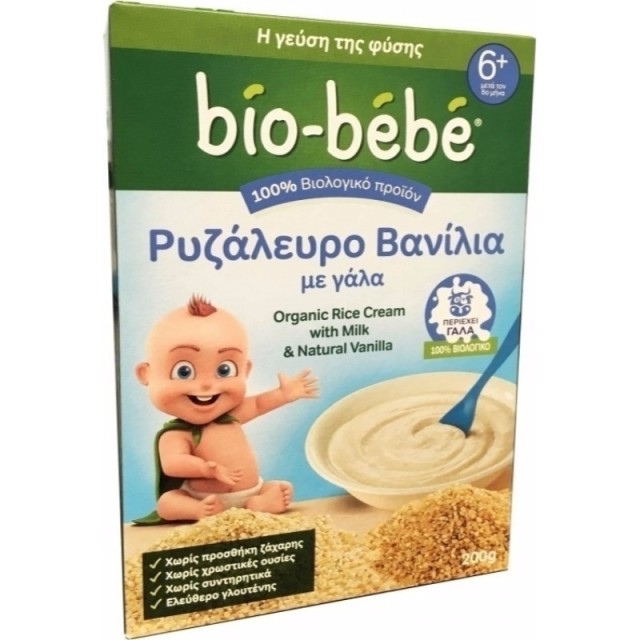 Bio-Bebe Ρυζάλευρο Βανίλια με Γάλα 6m+ Βιολογικής Καλλιέργειας 200gr 1+1 Δώρο