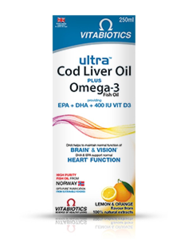 Vitabiotics Ultra 2 in 1 Liquid Ωμέγα 3 και Μουρουνέλαιο 250ml