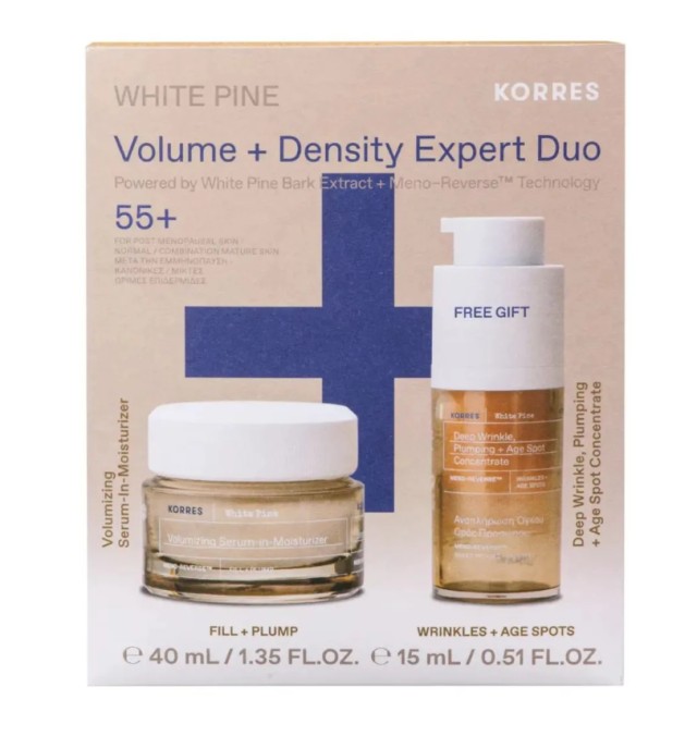 Korres Set White Pine Volume + Density Expert Duo με White Pine Volumizing Serum-in-Moisturizer Αναπλήρωση Όγκου Κρέμα Ημέρας για Κανονικές/Μικτές Επιδερμίδες 40ml & Δώρο Deep Wrinkle Plumping + Age Spot Concentrate Ορός Αναπλήρωσης Όγκου 15ml