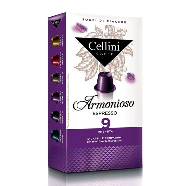 Cellini Καφές Armonioso Espresso (Συμβατές με Nespresso) 10caps
