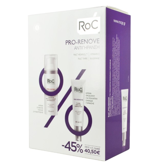 ROC Pro-Renove Κρέμα Αντιγήρανσης Λεπτόρρευστης Υφής 40ml + Pro-Define Κρέμα Σύσφιξης 50 ml