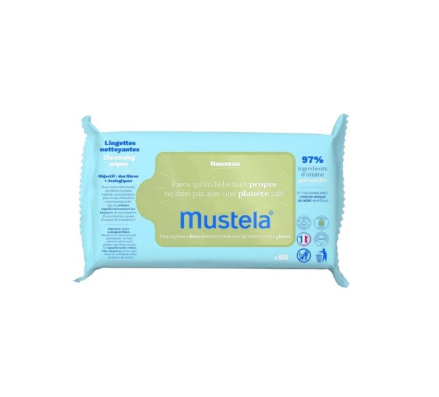 Mustela Eco-Responsible Natural Fiber Cleansing Wipes Απαλά Οικολογικά Μαντηλάκια Καθαρισμού 60τμχ